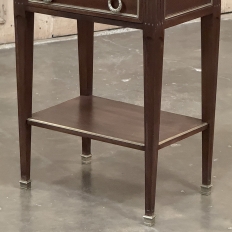 Pair Antique French Louis XVI Neoclassical End Tables with Carrara Marble