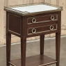 Pair Antique French Louis XVI Neoclassical End Tables with Carrara Marble