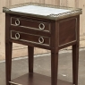 Pair Antique French Louis XVI Neoclassical End Tables with Carrara Marble