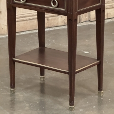 Pair Antique French Louis XVI Neoclassical End Tables with Carrara Marble