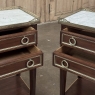Pair Antique French Louis XVI Neoclassical End Tables with Carrara Marble