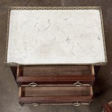 Pair Antique French Louis XVI Neoclassical End Tables with Carrara Marble