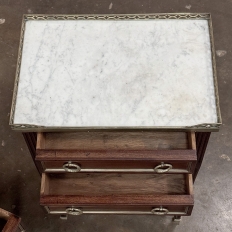 Pair Antique French Louis XVI Neoclassical End Tables with Carrara Marble
