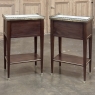 Pair Antique French Louis XVI Neoclassical End Tables with Carrara Marble
