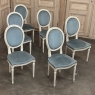 Set of 6 Antique French Louis XVI Painted Dining Chairs with Mohair