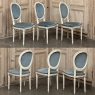 Set of 6 Antique French Louis XVI Painted Dining Chairs with Mohair