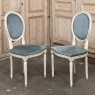 Set of 6 Antique French Louis XVI Painted Dining Chairs with Mohair
