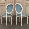 Set of 6 Antique French Louis XVI Painted Dining Chairs with Mohair