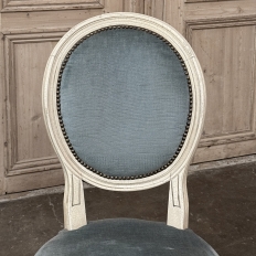 Set of 6 Antique French Louis XVI Painted Dining Chairs with Mohair