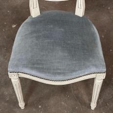 Set of 6 Antique French Louis XVI Painted Dining Chairs with Mohair