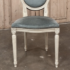 Set of 6 Antique French Louis XVI Painted Dining Chairs with Mohair
