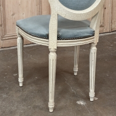 Set of 6 Antique French Louis XVI Painted Dining Chairs with Mohair