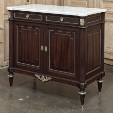 Antique French Louis XVI Mahogany Buffet with Carrara Marble