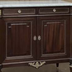 Antique French Louis XVI Mahogany Buffet with Carrara Marble