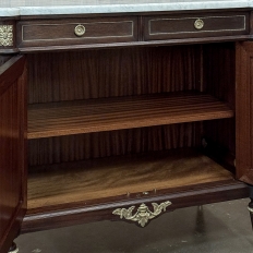 Antique French Louis XVI Mahogany Buffet with Carrara Marble