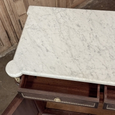 Antique French Louis XVI Mahogany Buffet with Carrara Marble