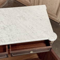 Antique French Louis XVI Mahogany Buffet with Carrara Marble