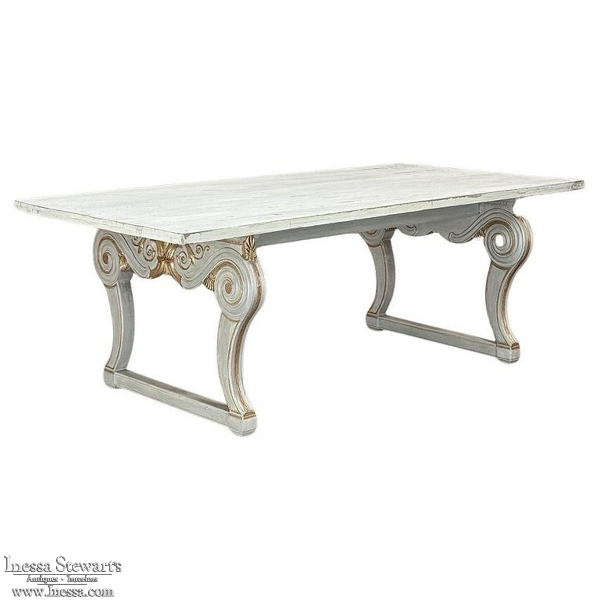 Antique French Louis XIV Painted Dining Table