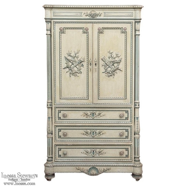 19th Century French Louis XVI Painted Wardrobe ~ Commode