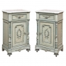 Pair 19th Century French Louis XVI Painted Nightstands with Carrara Marble