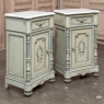 Pair 19th Century French Louis XVI Painted Nightstands with Carrara Marble