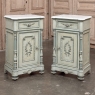 Pair 19th Century French Louis XVI Painted Nightstands with Carrara Marble