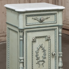 Pair 19th Century French Louis XVI Painted Nightstands with Carrara Marble