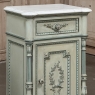 Pair 19th Century French Louis XVI Painted Nightstands with Carrara Marble