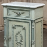 Pair 19th Century French Louis XVI Painted Nightstands with Carrara Marble