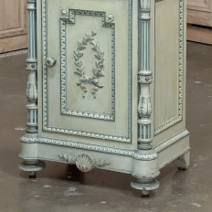 Pair 19th Century French Louis XVI Painted Nightstands with Carrara Marble