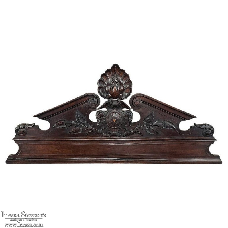 19th Century Italian Hand-Carved Walnut Decorative Crown