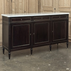 Antique French Louis XVI Mahogany Buffet with Carrara Marble