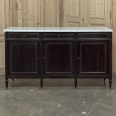 Antique French Louis XVI Mahogany Buffet with Carrara Marble
