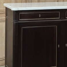 Antique French Louis XVI Mahogany Buffet with Carrara Marble