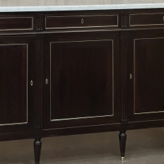 Antique French Louis XVI Mahogany Buffet with Carrara Marble