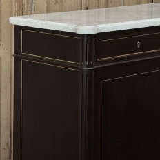 Antique French Louis XVI Mahogany Buffet with Carrara Marble
