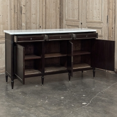 Antique French Louis XVI Mahogany Buffet with Carrara Marble