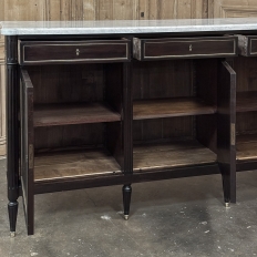 Antique French Louis XVI Mahogany Buffet with Carrara Marble