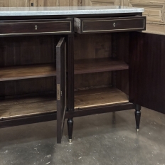 Antique French Louis XVI Mahogany Buffet with Carrara Marble
