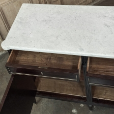 Antique French Louis XVI Mahogany Buffet with Carrara Marble