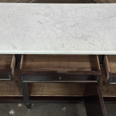 Antique French Louis XVI Mahogany Buffet with Carrara Marble