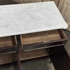 Antique French Louis XVI Mahogany Buffet with Carrara Marble