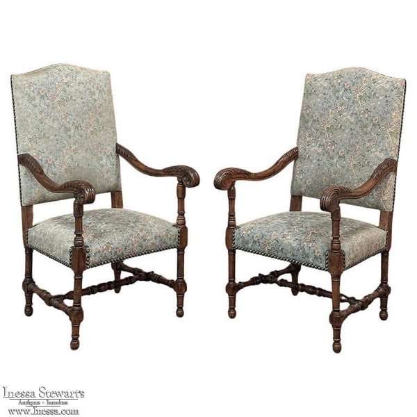 Pair Antique French Louis XIV Armchairs