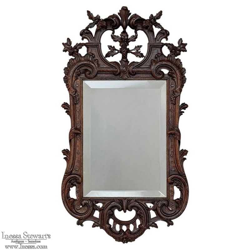 Antique French Louis XIV Carved Wood Mirror