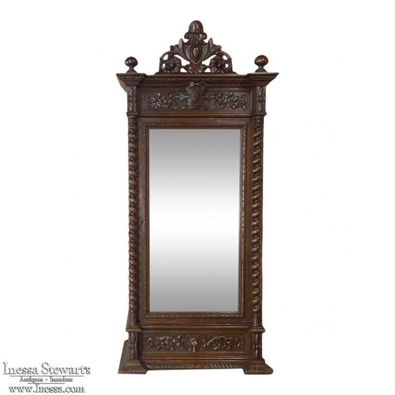 19th Century French Renaissance Barley Twist Armoire