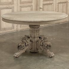 19th Century French Renaissance Oval Center Table ~ Dining Table in Stripped Oak