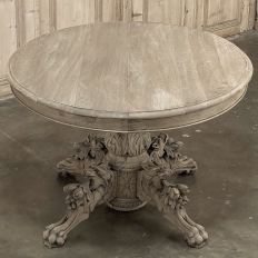 19th Century French Renaissance Oval Center Table ~ Dining Table in Stripped Oak
