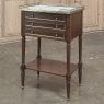 Antique French Directoire Mahogany End Table with Carrara Marble