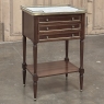 Antique French Directoire Mahogany End Table with Carrara Marble