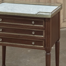Antique French Directoire Mahogany End Table with Carrara Marble